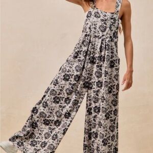 BiBi Black and White Floral Jumpsuit